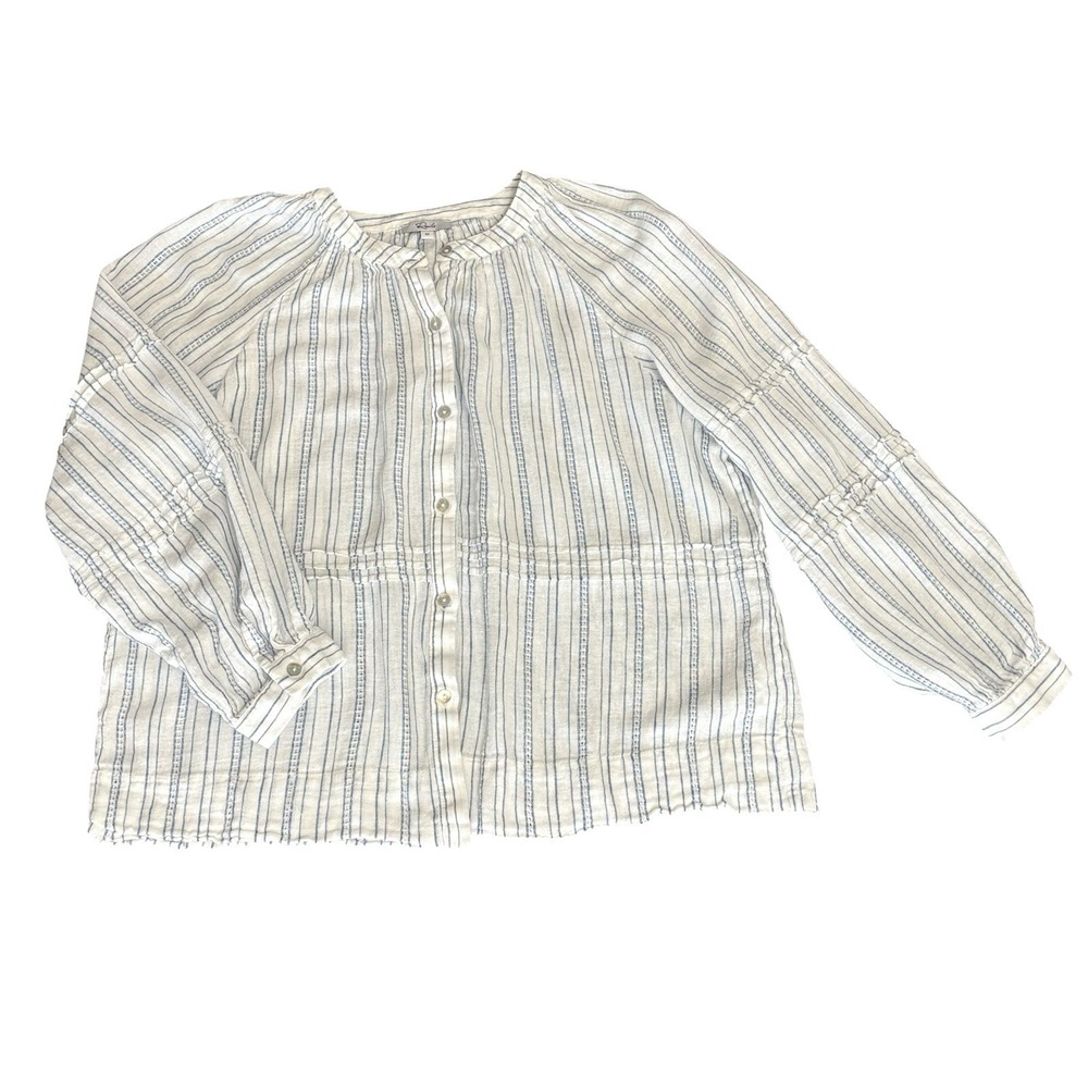 Rails Frances Sonoma Stripe Sz M Balloon Sleeve  Button Down Linen Blend - Picture 10 of 16